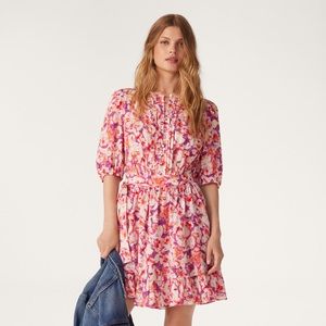 Ba&sh Diamond Pink Fuchsia Belted Viscose Mini Dress Size M Bash